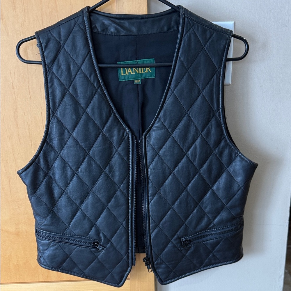 Danier Black Quilted Leather Vest